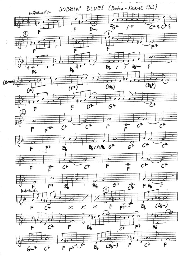 sobbin' blues leadsheet – book us for your next 20s or gatsby event